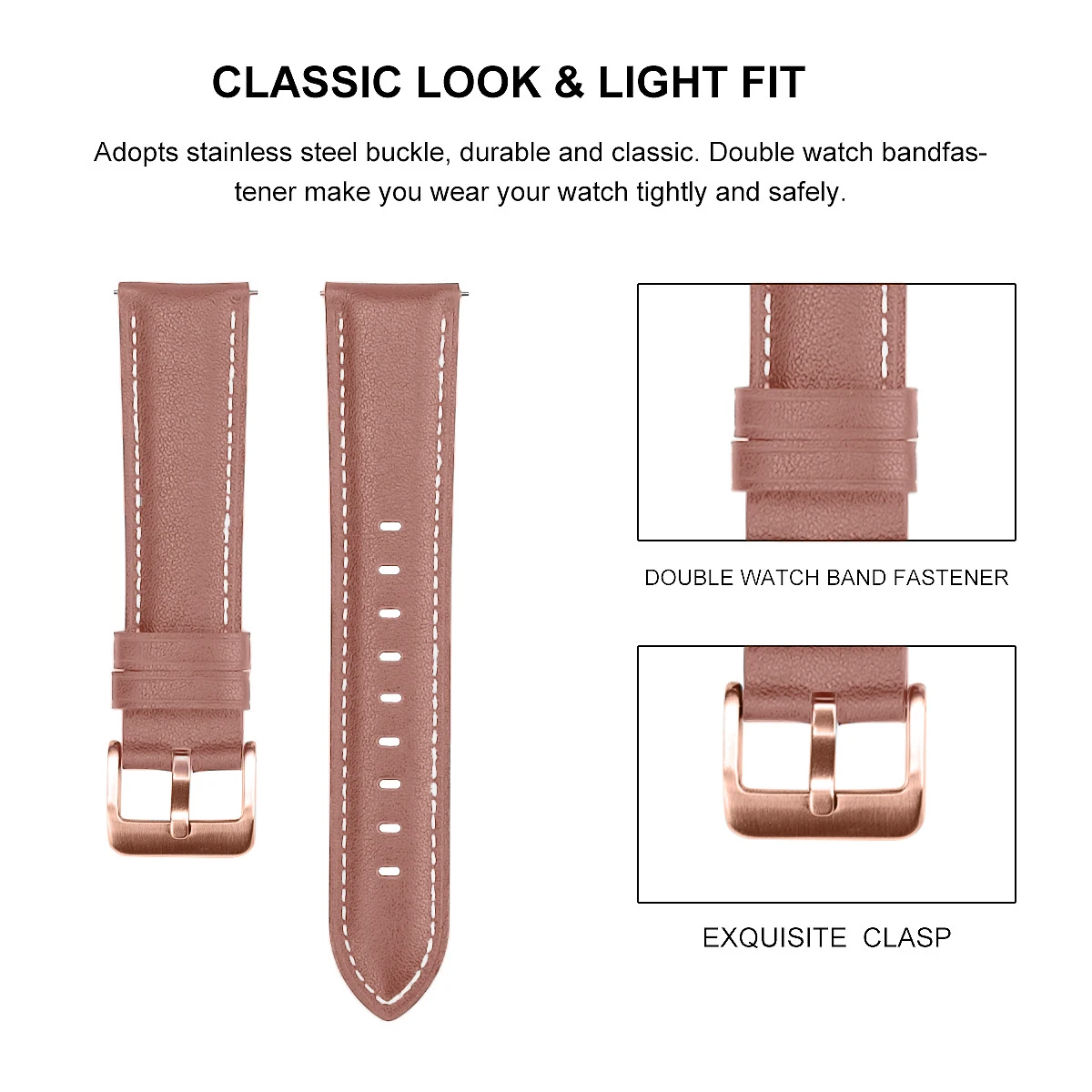 Elegant Slim Leather Watch Band Strap - Premium Quality 20/22mm Strap