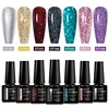 MEET ACROSS 7pcs Glitter Gel Nail Polish Set Nude Pink Reflective Soak Off UV Gel Kit Varnish Nail Supplies Manicure DIY Design 1