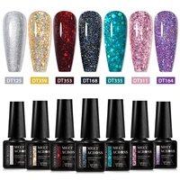 MEET ACROSS 7pcs Glitter Gel Nail Polish Set Nude Pink Reflective Soak Off UV Gel Kit Varnish Nail Supplies Manicure DIY Design 1