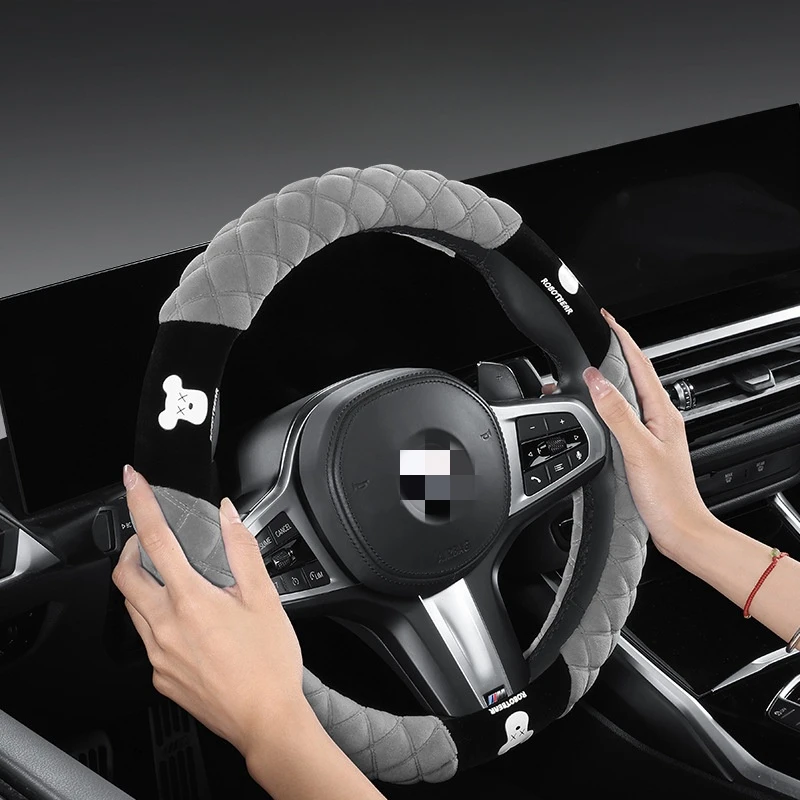 

Cartoon Car Steering Wheel Cover 38CM Plush Non-slip Wear-resistant Sweat Absorbing Warm Fashion Sports Steering Wheel Cover
