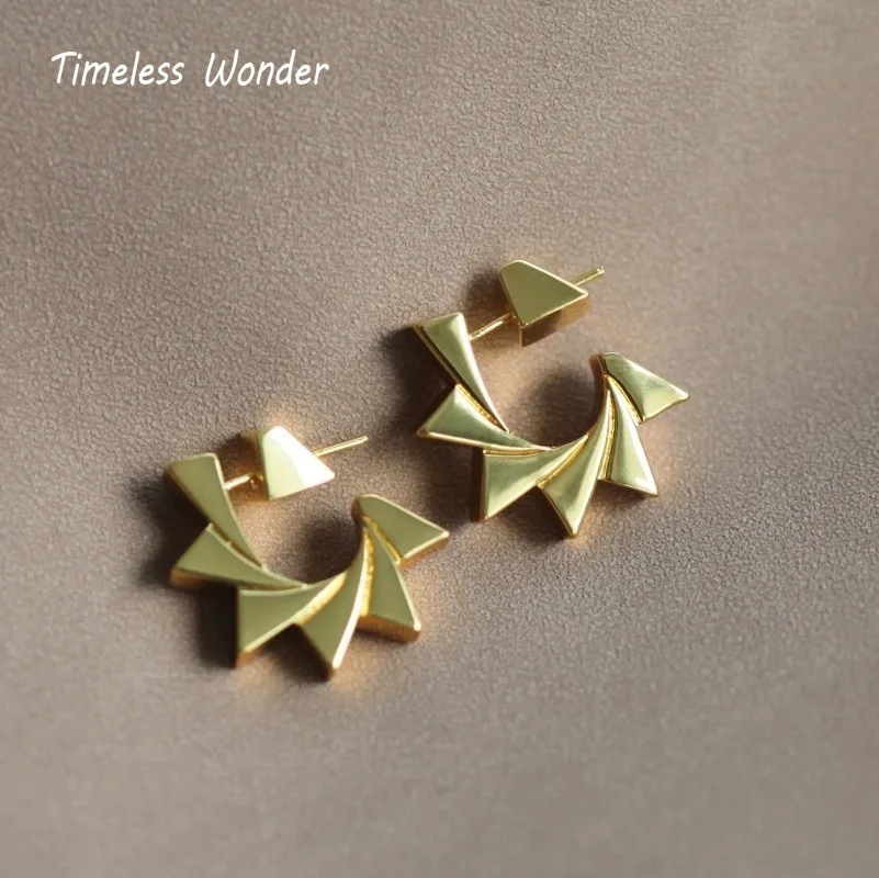 

Timeless Wonder Brass Geo Spike Stud Earrings for Women Designer Jewelry Goth Runway Gift Rare Top Luxury Brand Cute Kpop 4423