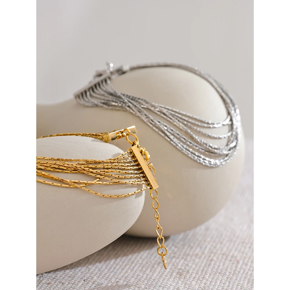 Yhpup Stainless Steel Multi Layer Bracelet Bangle