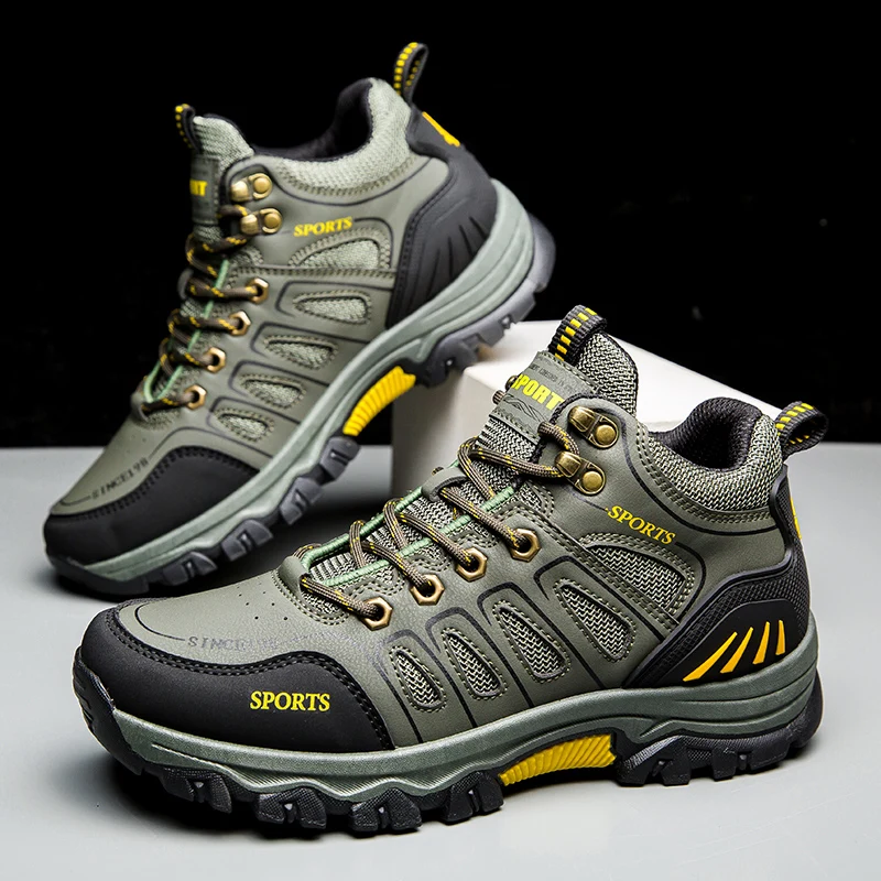 

Army Green Hiking Shoes for Men Non-slip Outdoor Mountain Trekking Sneakers Male Athletic Sport Hiker Climbing Shoes