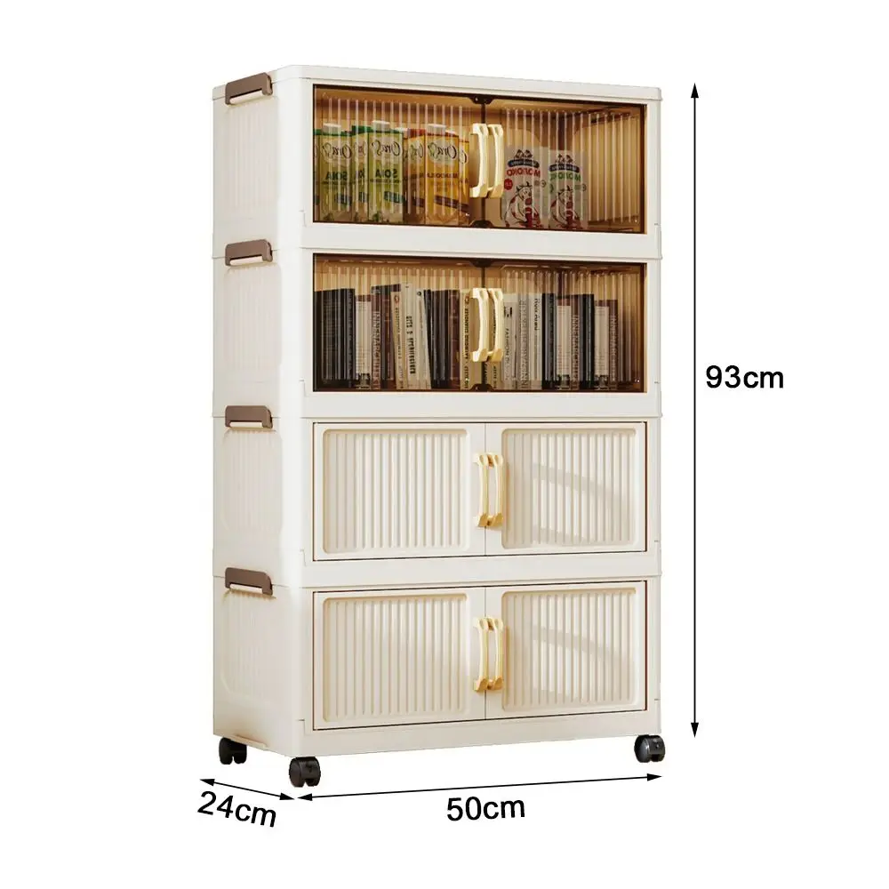 Plastic Storage Cabinet with Transparent Door and Wheels