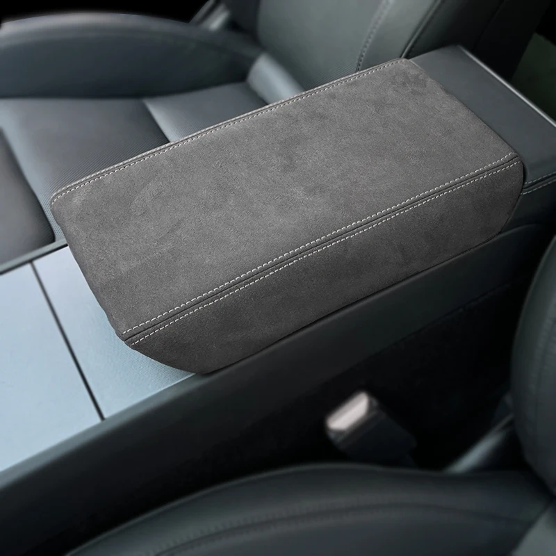 Für Tesla Modell 3 Highland 2024 Zubehör Modell Y 2020-2022 2023 Armlehne Box Leder Schutzhülle Bequeme atmungsaktive – Detail 5