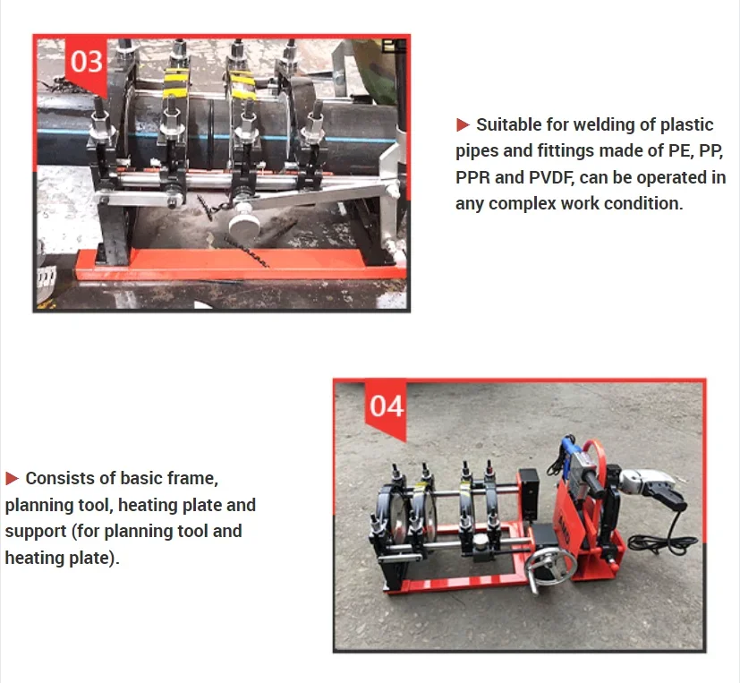 Polyfusion 63-160mm Manual Hand Screw Butt Fusion Welding Machine Hdpe Pipe Plastic Welders Thermofusion Welding Machine 6