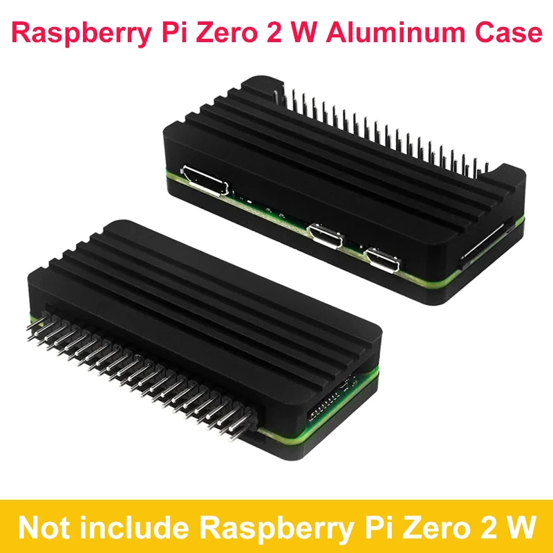 

Raspberry Pi Zero 2 W Aluminum Case Alloy Metal Shell With GPIO Header Black Passive Cooling Enclosure for Raspberry Pi Zero 2 W