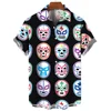 3d Mask Print Men's Shirt Summer lucha libre Short Sleeve Shirt  Casual Hawaiian Shirt For Men Loose Clothing Mexican Wrestling 2