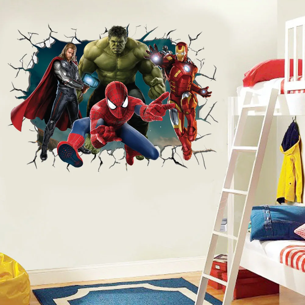3D avengers wall stickers living room bedroom wall decoration Super
