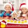 24/36/48 Pcs Christmas Rubber Ducks with Christmas Hats Small Bathtub Yellow Ducks Bath Toys for Baby Shower Holiday Decor Xmas 4