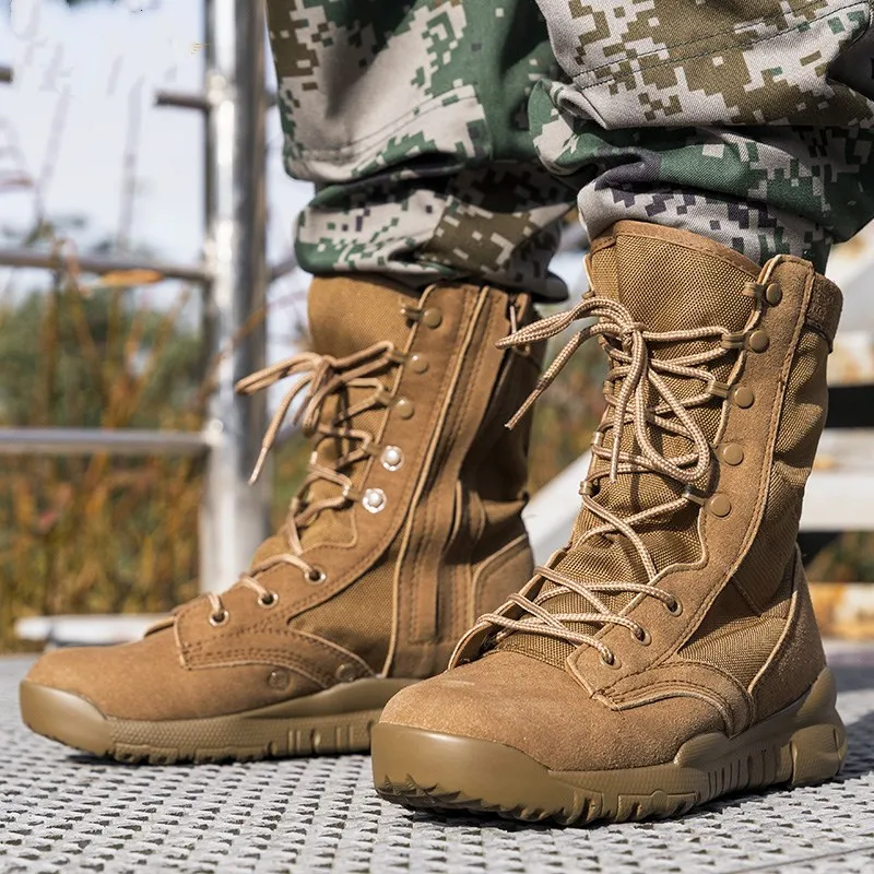 

Outdoor Autumn Breathable Combat Boots Men Women Lightweight Tactical Hiking Camping Trekking Side Pull Security Training Shoes