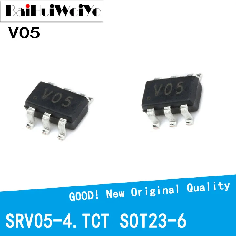 

10Pcs/Lot SRV05-4 SRV05-4.TCT V05 SRV05 Unidirectional TVs / ESD Diode SMD SOT23-6 New Good Quality Chipset