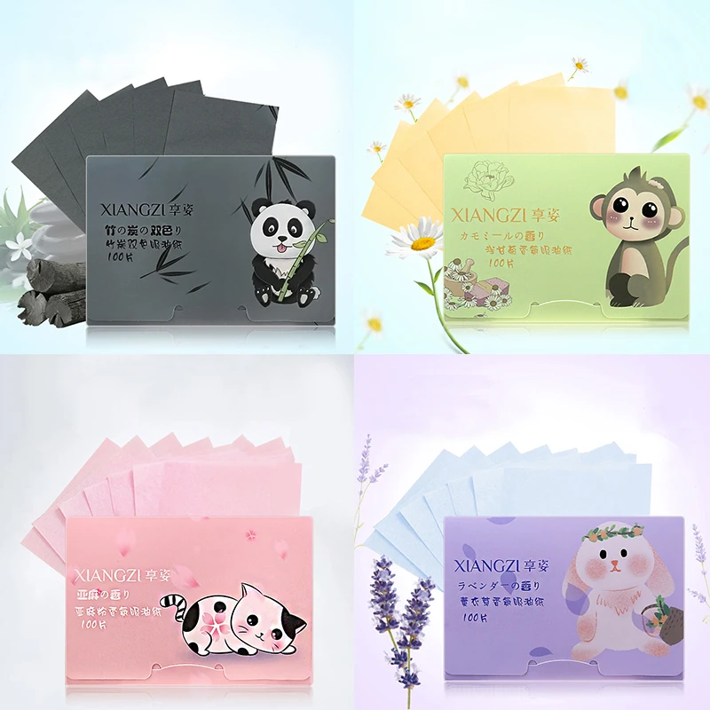 

600pcs/6bag Green Tea Face Oil Blotting Sheets Paper Oil Control Wipes Absorbing Sheet Oily Paper Face Cleansing Makeup Tool
