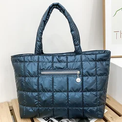 Chic Quilted Checkered Tote Bag - Spacious, Stylish & Versatile (ATT3017 - blue)
