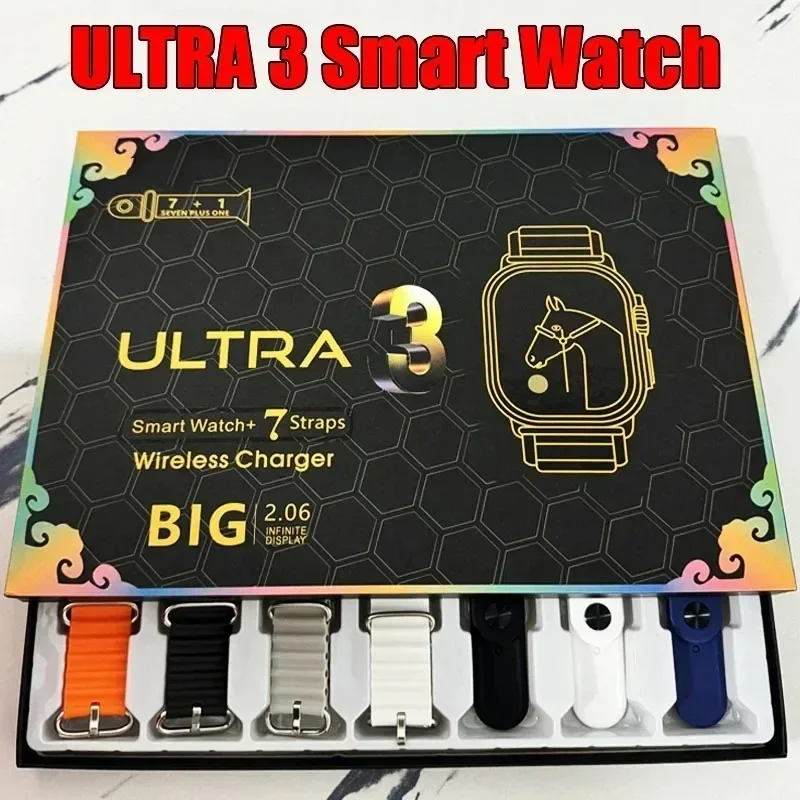 Smart Watch Watch10 Ultra 3 7 Watch Straps 2.2HD Amoled Circular Screen ECG Monitoring Reloj inteligente PK S100
