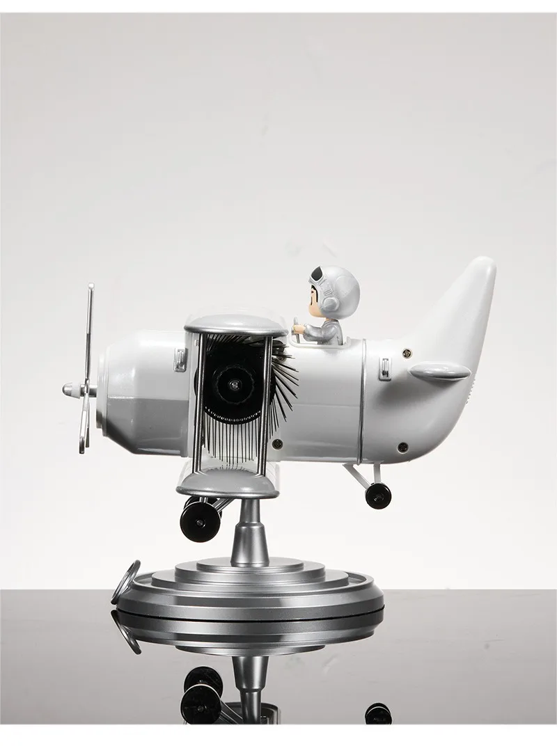 Plastic Case Creative Table Clocks Vintage Aircraft Moulding Desk Clock Auto Page-Turning