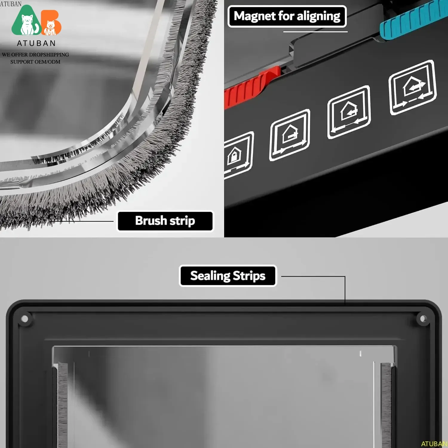 Large 4-Mode Cat Door 4