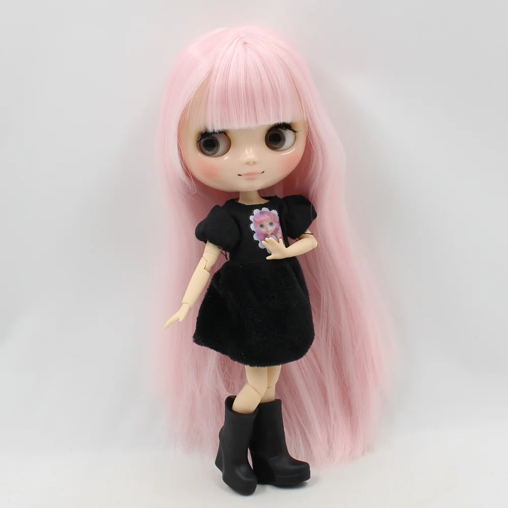 8 middle Blythe factory Doll Joints body Short Pink hair 1/8 bjd shiny face