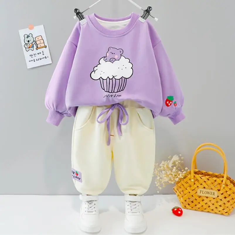 

Girls Clothes Suit 2024 Spring and Autumn fashion Children's Tracksuits Girl round neck Sweater and Trousers Suit Set 2-10Y