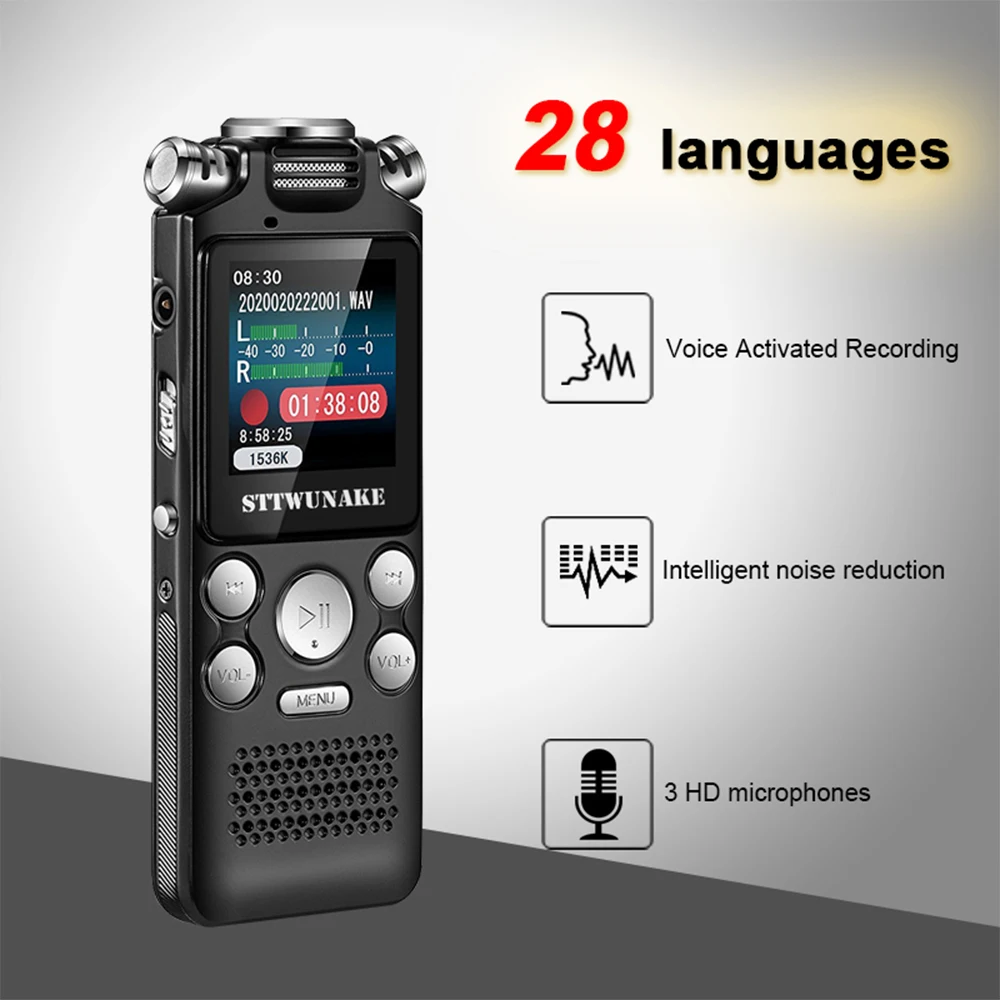 16GB Voice Recorder - Voice Activated, Password Protected, MP3 Player | For Meetings, Lectures, Interviews With Noise Reduction
