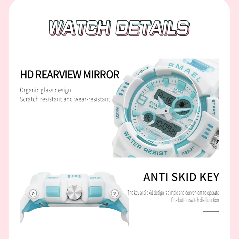 SMAEL Midsize Digital Watch Women Youth Vitality Multifunctional Sport Electronic and Quartz Wristwatch School Girl Stopwatch digital watch