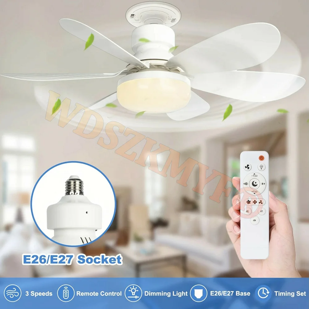 NEW 52CM ceiling fan light LED 40W E27 with remote control for dimming, suitable for living room, study, household use