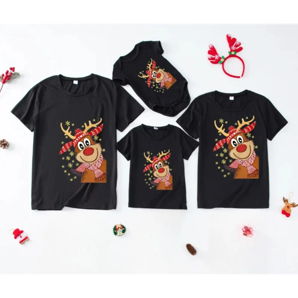 Merry Christmas Short Sleeve Family Parent-Child Adult Children T-Shirt Baby Christmas Carnival T-Shirt (No Pants) 4