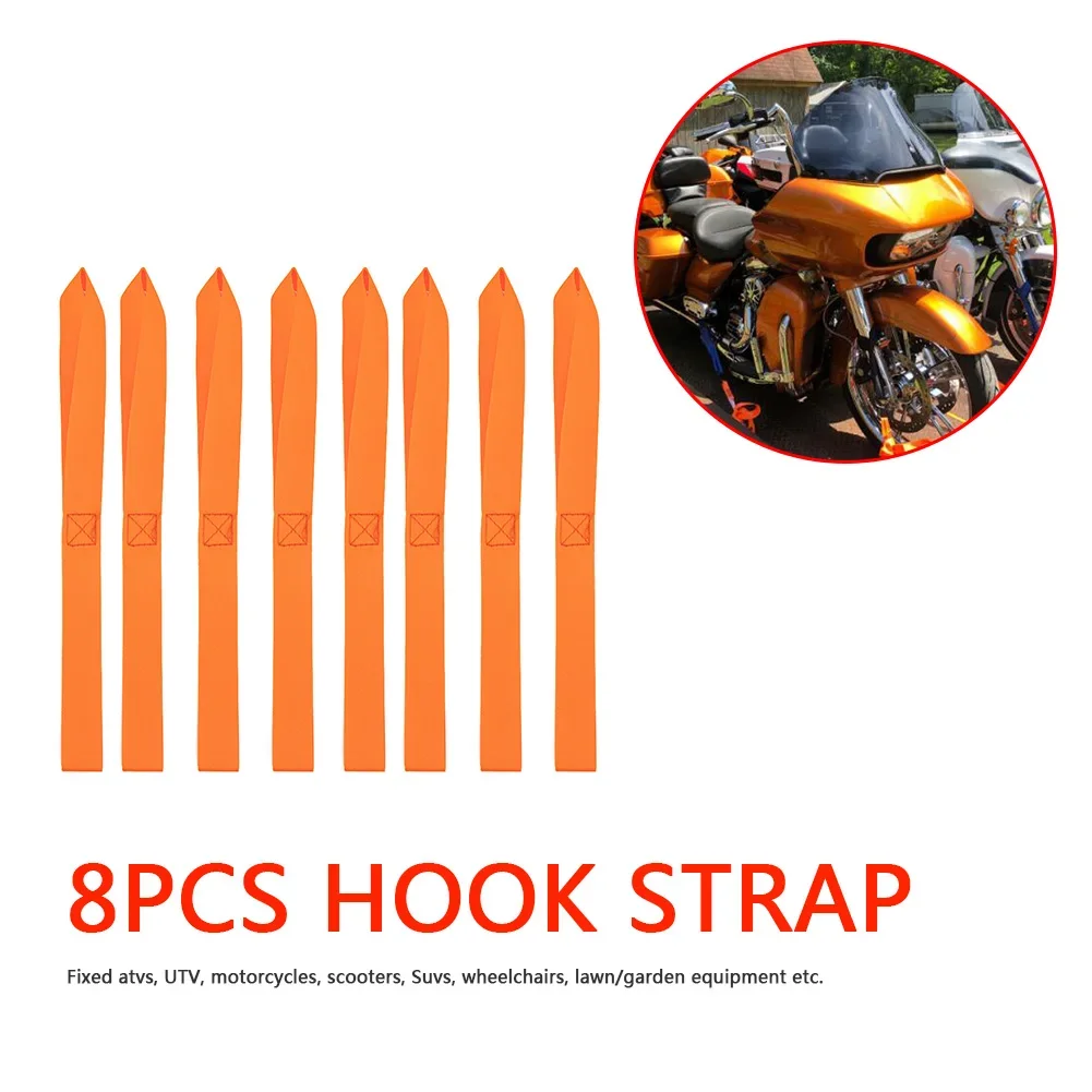 Motorcycle Luggage Strap 8pcs Soft Loop Motorcycle Tie-Down Straps 13x1 inch Heavy Duty for Towing Cargo Securing ATV UTV Scooter Dirt Bike motorcycle luggage strap motorcycle luggage rope