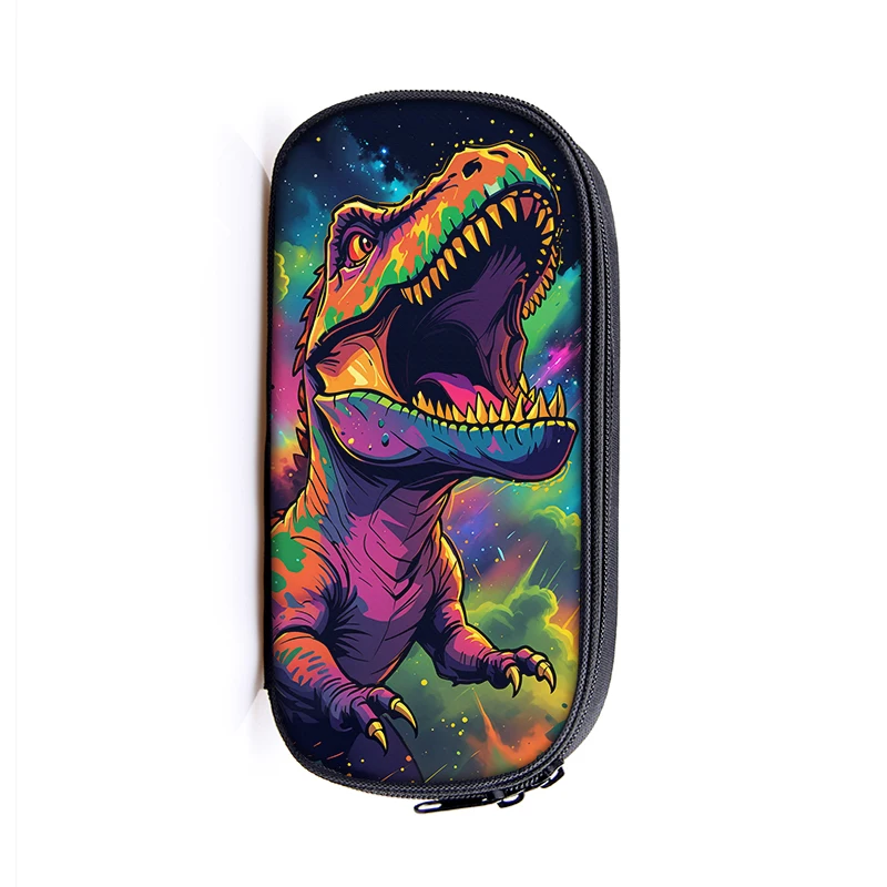 Cute Dinosaur Print Cosmetic Case Pencil Bag T-rex Skeleton Pen Box Kids Stationary Bags School Supplies Gift 3