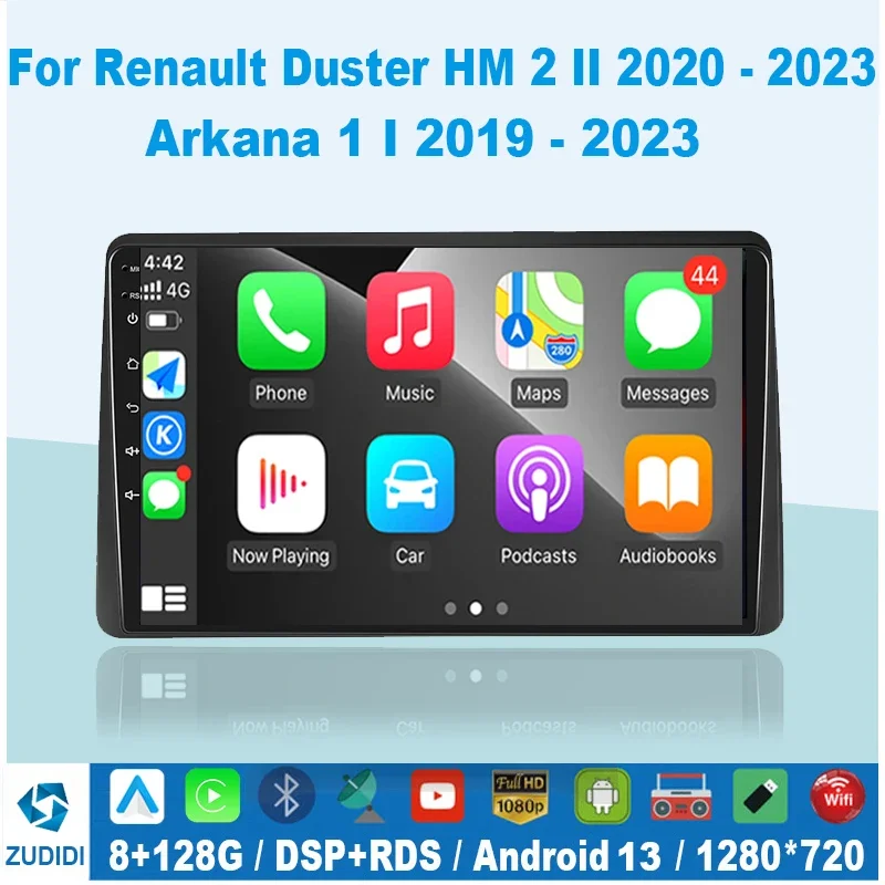 

For Renault Duster HM 2 II 2020 - 2023 Arkana 1 I 2019 - 2023 Car Radio Multimedia Video Player GPS Android 13 No 2din 2 din dvd