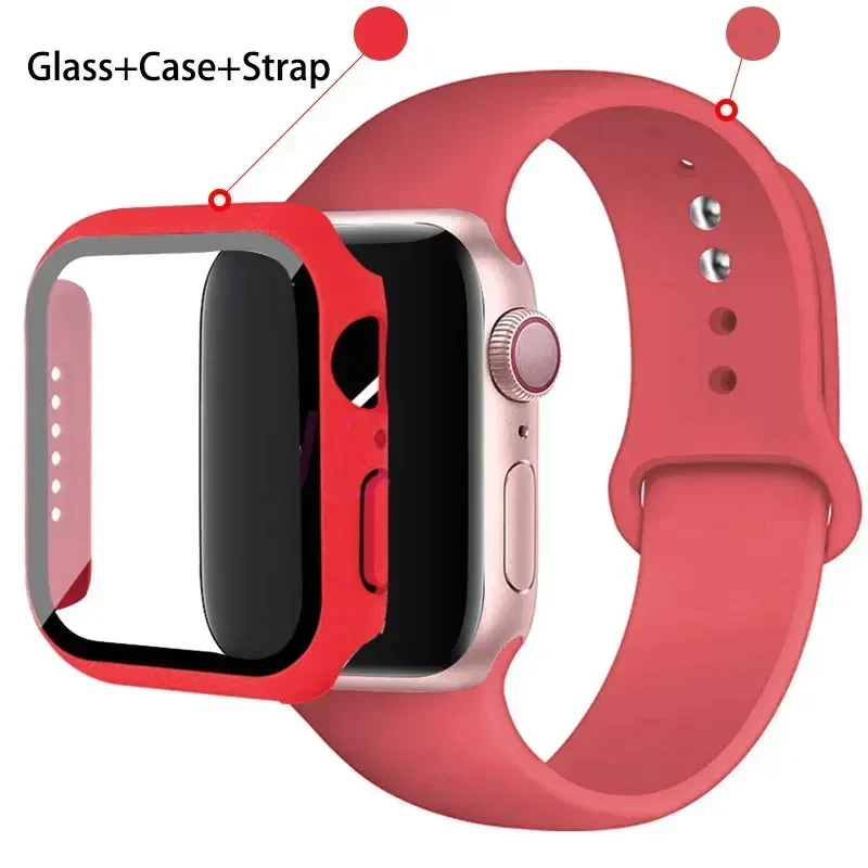 Premium Silicone Watchband Set with Glass Protector & Strap