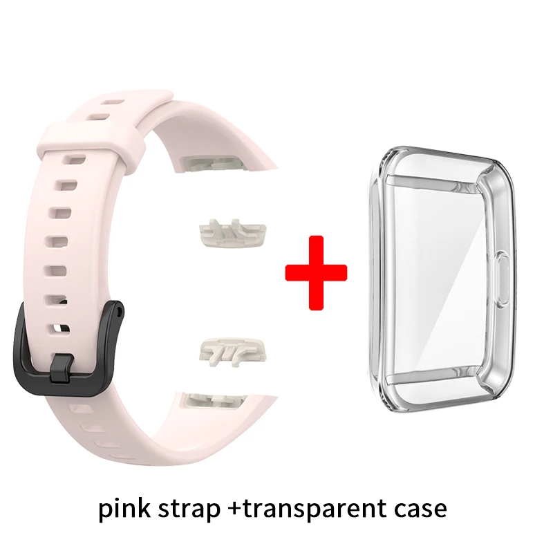 Premium Silicone Strap with TPU Full Screen Protector Case for Fitness Tracker Bracelet