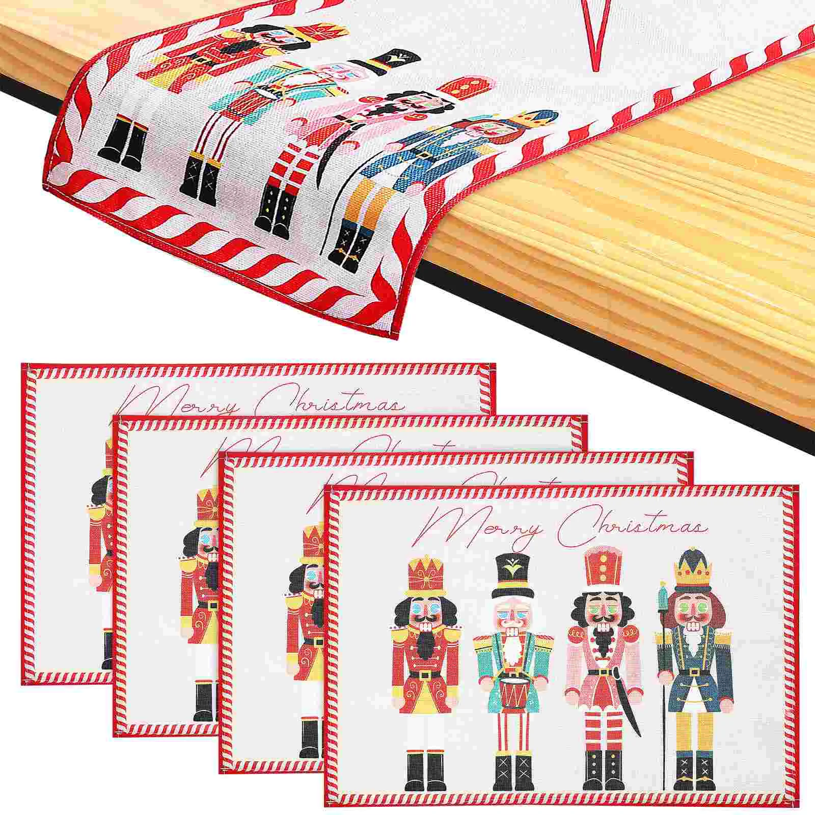 

Non-slip Fireplace Decor Christmas Table Mat Merry Cotton Linen Placemats For Xmas