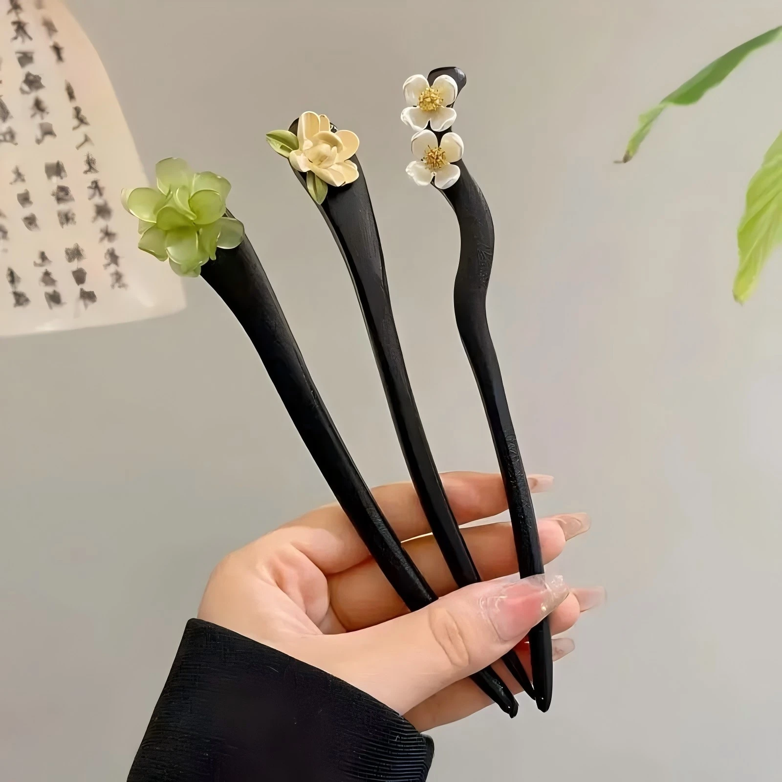 Hair Stick 3pcs Elegant Women's Hair Sticks Woodiness Flower Hair Needles Daily Holiday Fashion Accessories Girl Accessories Clip