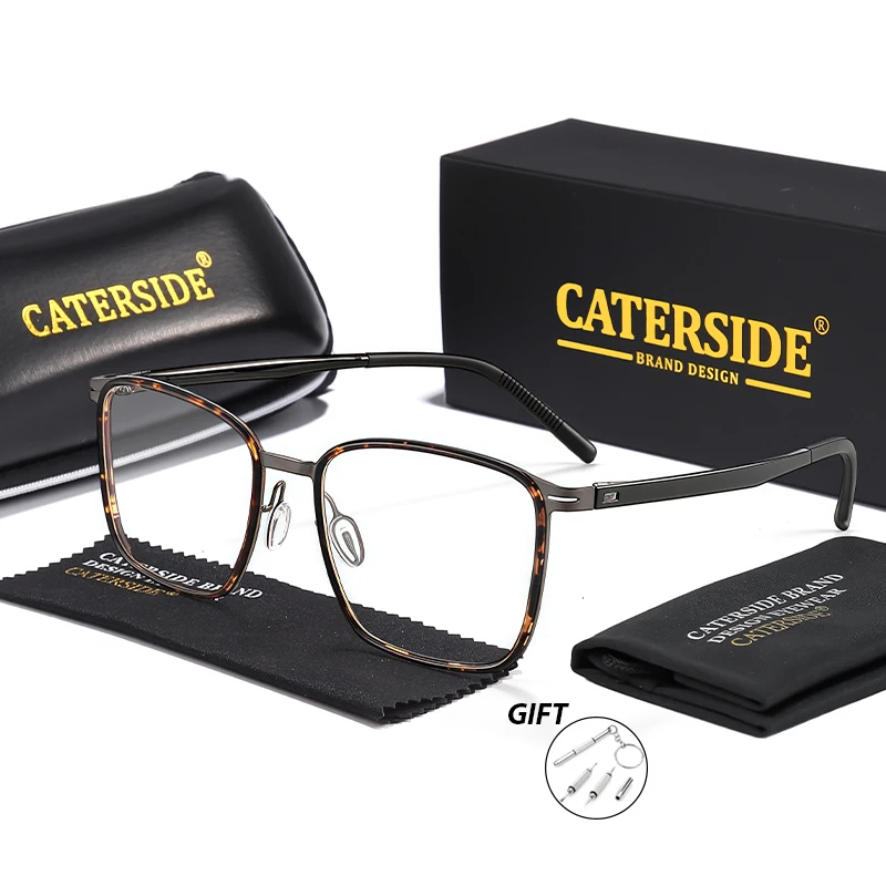 CATERSIDE Retro-Quadrat-Herrenrahmen, ultraleichte Anti-Blaulicht-Lesebrille für Damen, tägliche optische Gläser mit Rezept – Detail 6