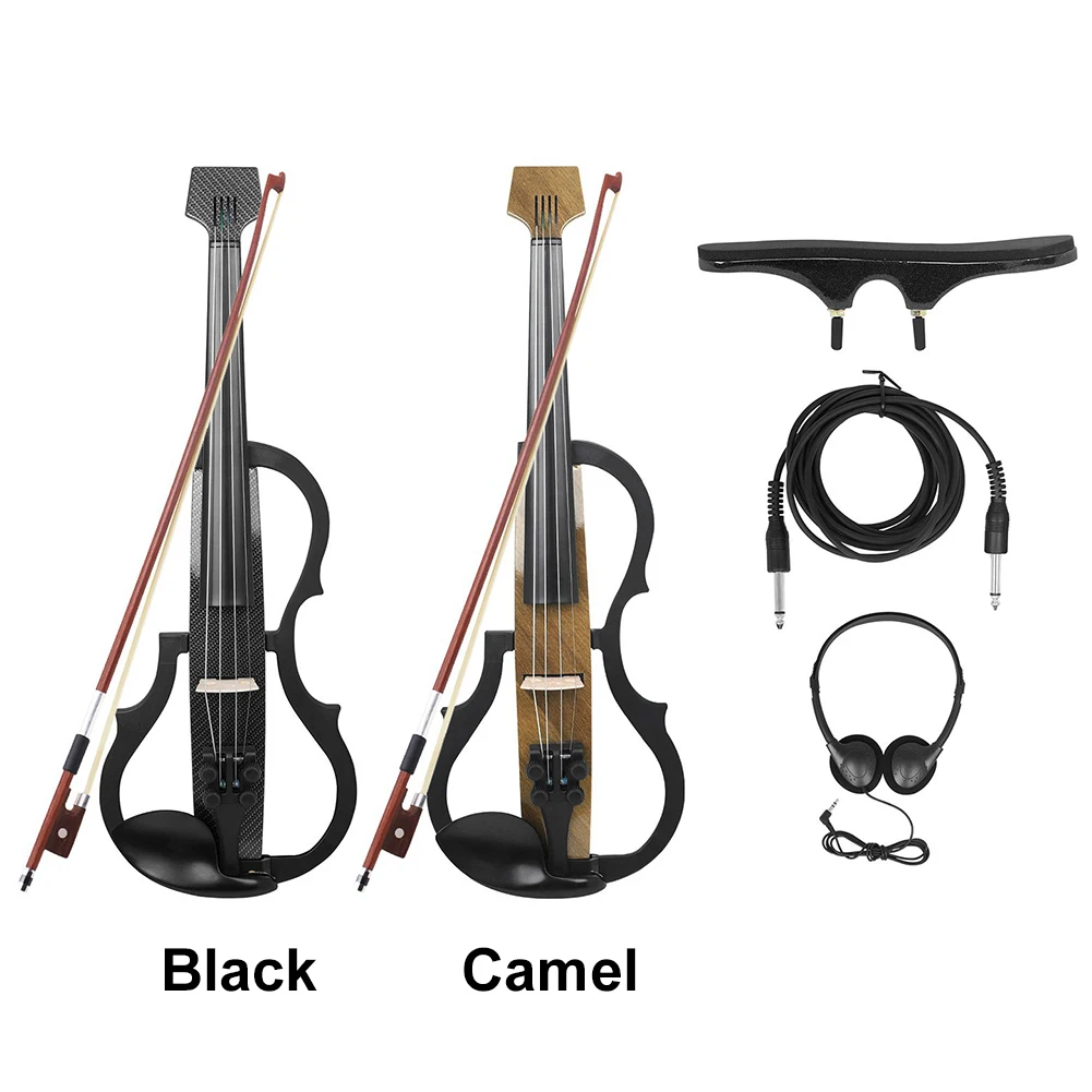 4/4 Violin Full Size Set Carbon Fiber Silent Electric Violin Electric Fiddle Starter Set Stringed Instruments for Beginners