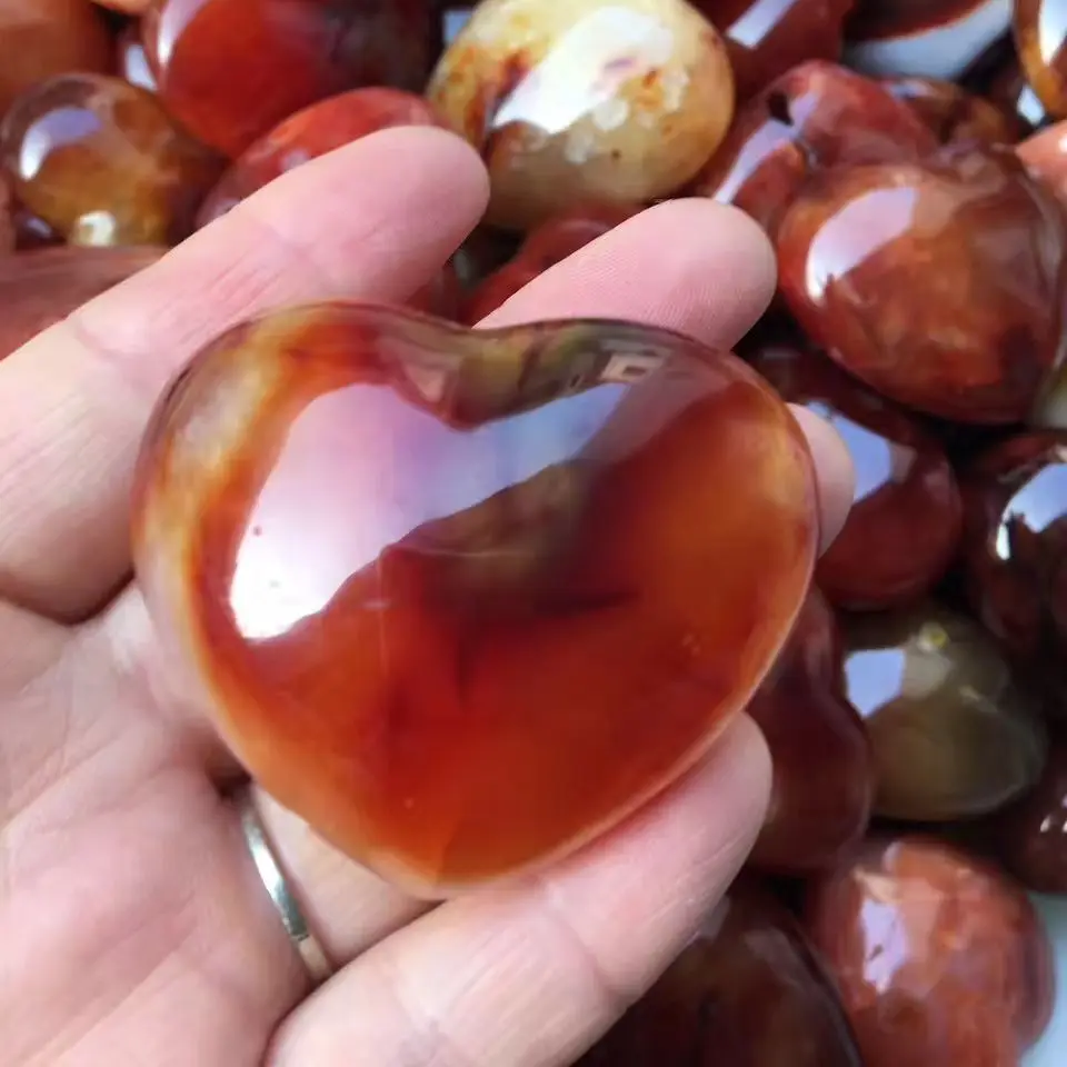 

3pcs 40mm 100% Natural Crystal Red Agate Heart Spiritual Meditation Feng Shui Heart Shape Heart Healing Crystal Home Ornament