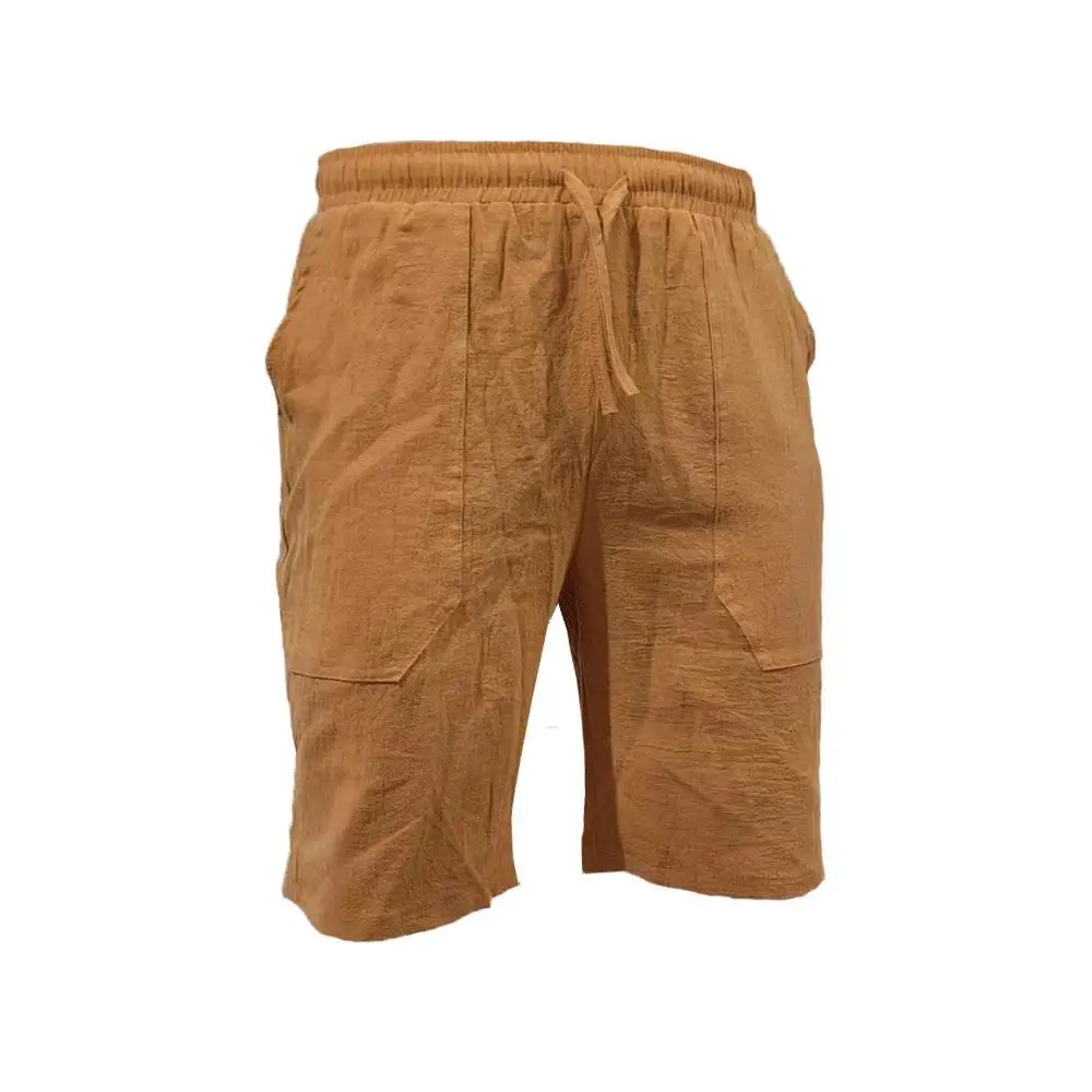 

Men's Summer Cotton Casual Linen Shorts Men's Outdoor Sports Breathable Solid Color Street Shorts Clothing
