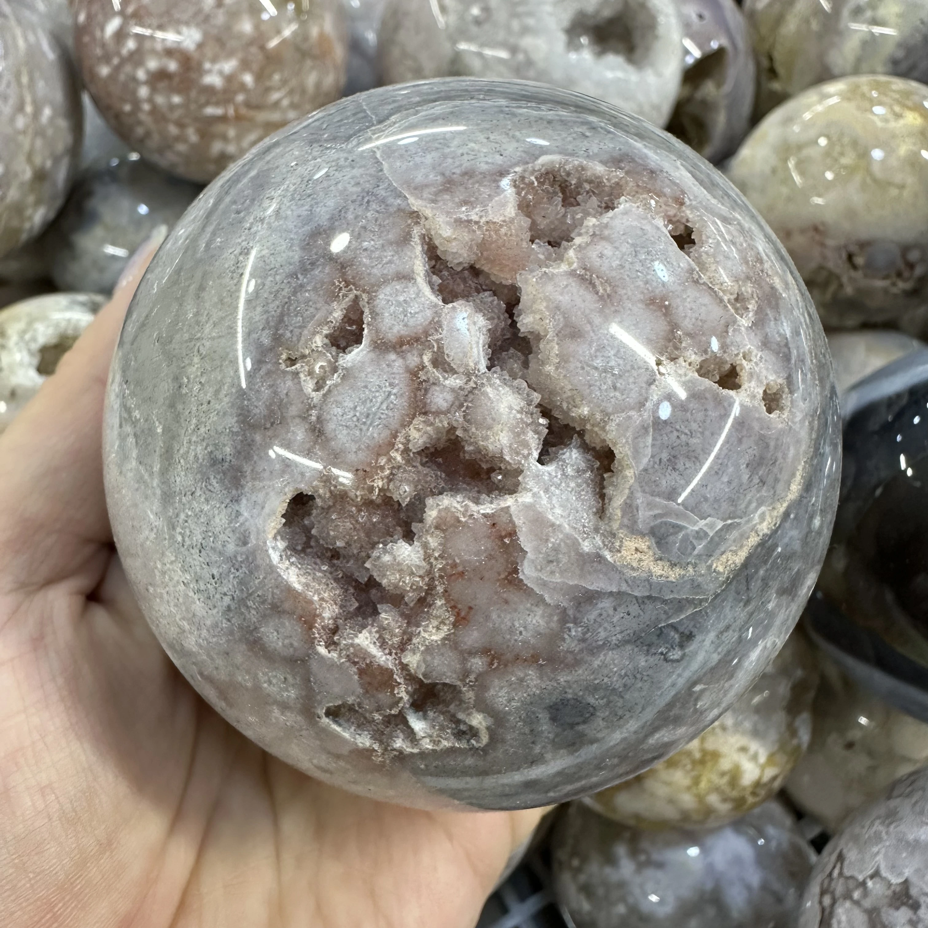 

Wholesale high quality natural agate geode druzy gemstones spheres healing crystal ball for home decoration and gifts