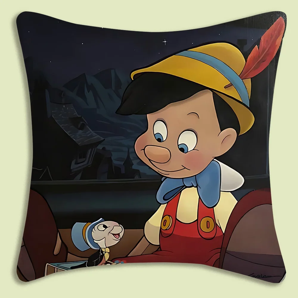 Funny Pinocchio Pillow Covers Cartoon Sofa Decorative Home Double-sided Printing Short Plush Cute Cushion Cover