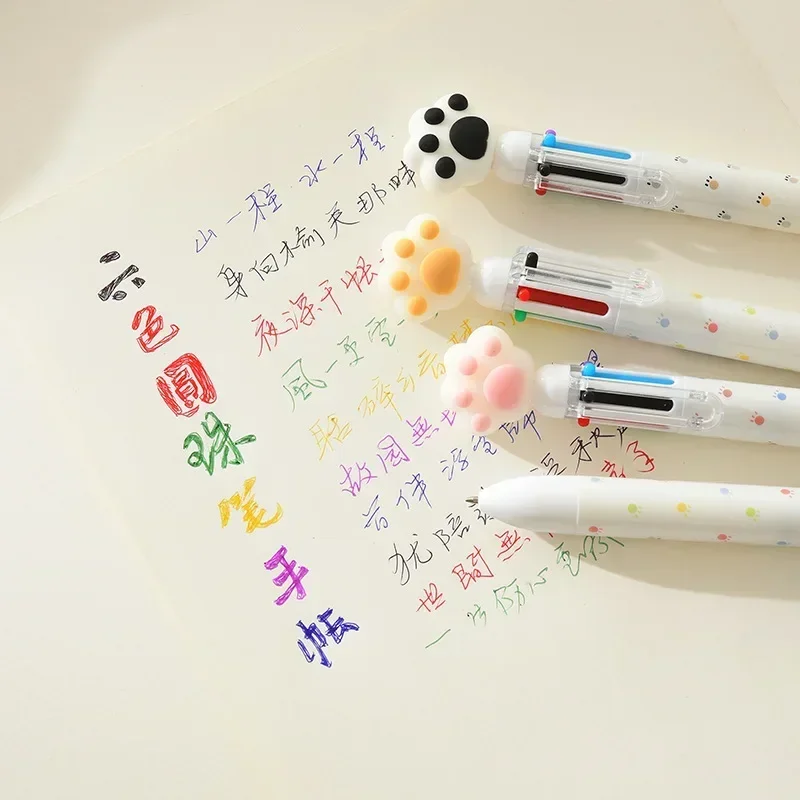 Colorful Ink Ballpoint Pens Kawaii Cat Paw Rollerball Pens Korean Stationery DIY Painting Drawing Pens School Office Supplies