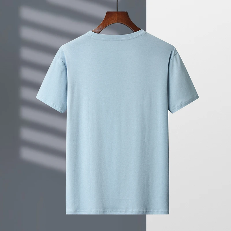 Mercerized Cotton Men T-shirts O-Neck Short Sleeve Loose Straight Tops For Minimalist