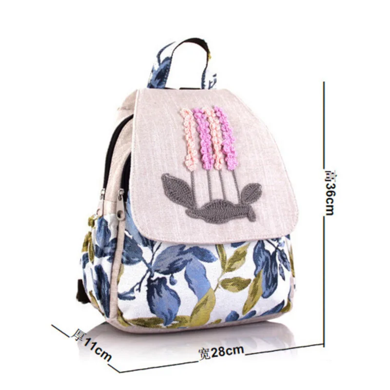GAGACIA Chinese National Style Women Backpack Simple Weave Travel Canvas Backpacks Vintage Zipper Large Capacity Schoolbag Girl