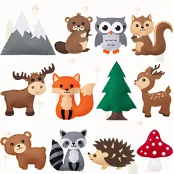 Woodland Creatures Safari Stuffed Animals Felt Plush Animals DIY Wool Felt Educational Toys Handmade Felt Baby Toys
