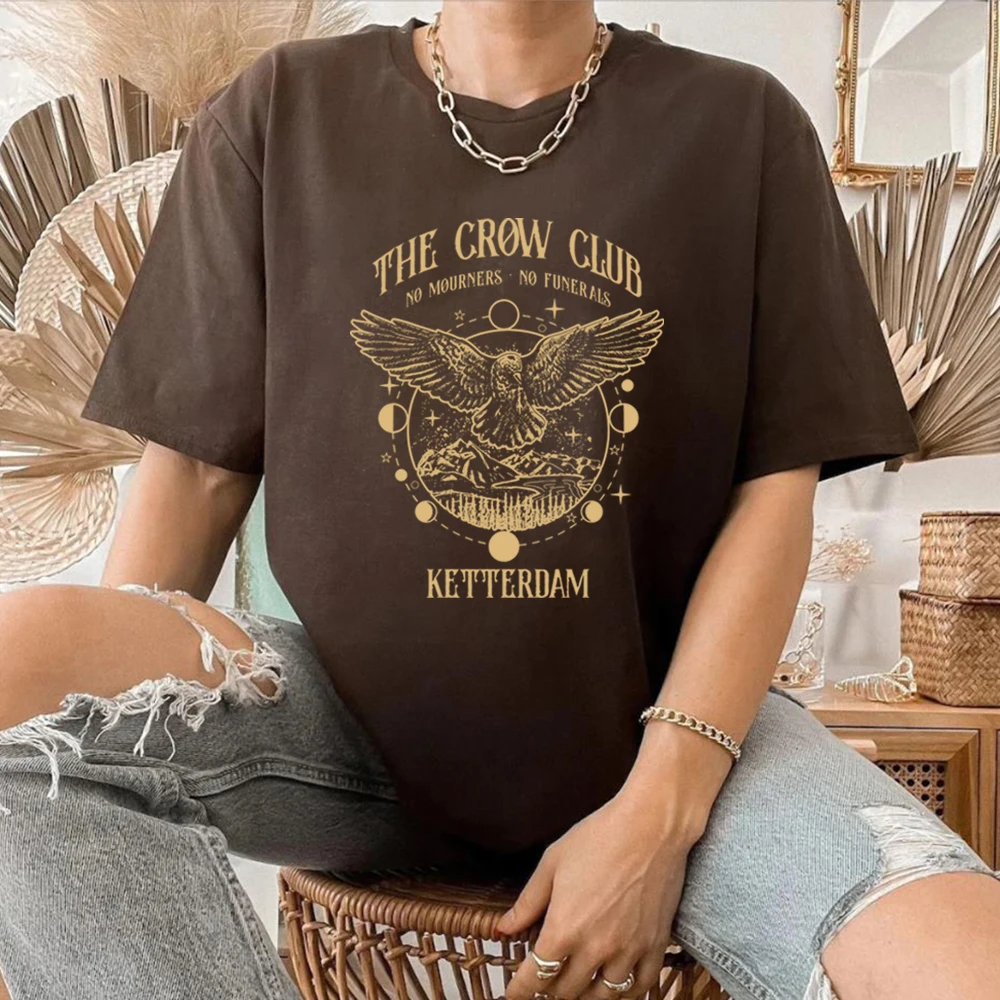 Six of Crows T Shirt No Mourners Merch Ketterdam Crow Club Shirts Gothic Tee Unisex Short Sleeves Tops Aesthetic Clothes 2