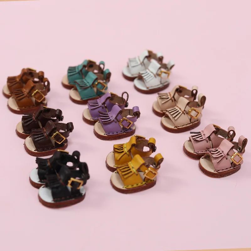 HOUZIWA New OB11 Doll Shoes Leather  GSC 1/12 BJD Doll Sandals