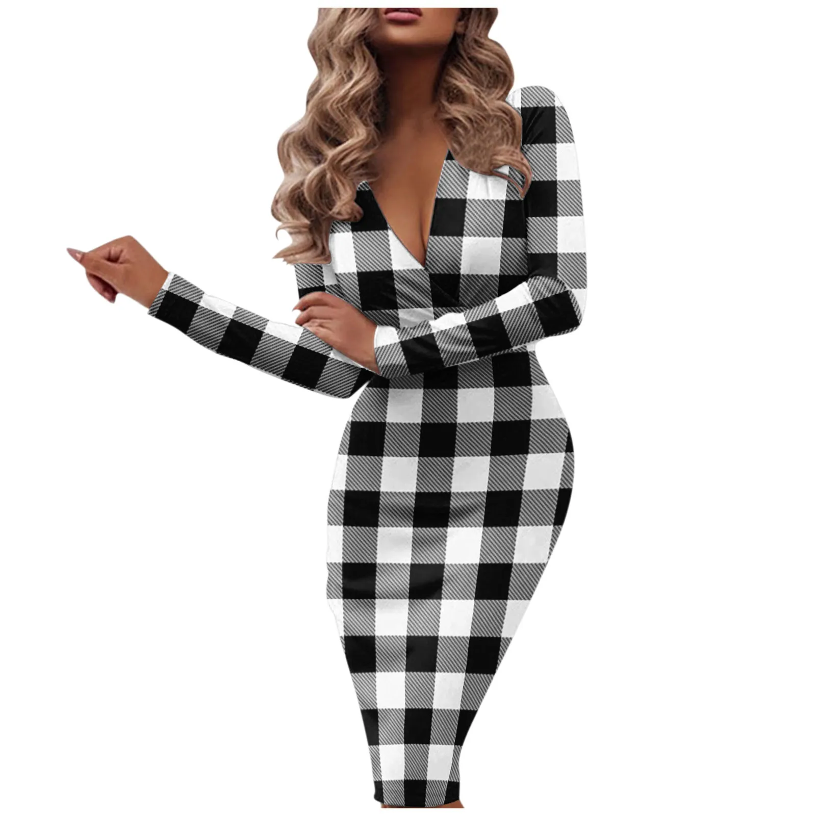 Gradient Print Bodycon Dress Women Sexy Deep V-neck Fit Work Vintage Office Dress Vestidos Elegantes Para Mujer Women Dresses maternity dresses Dresses