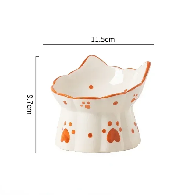 Cat Ceramic Food Bowl Elevated Pet Drinking Eating Feeders Small Puppy Dogs Snack Water Bowls Set Cats Feeding Accessories 3