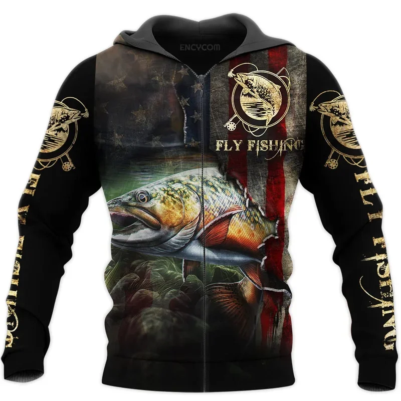 Carp Fishing Graphic Zip Up Hoodie for Men Clothing Sweatshirt Women Hoodies  3D Walleye Pike Fly Fish Printed Hooded Tracksuits