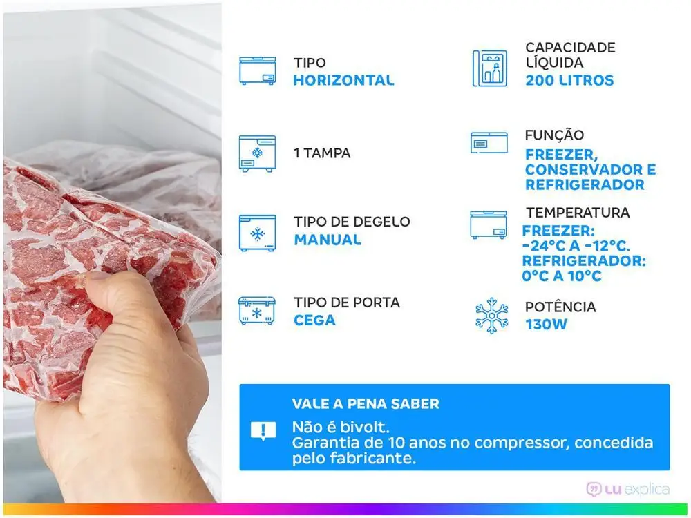 Freezer Horizontal Midea 200L MDRC280SLA011 - 220V 2